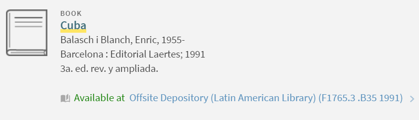 Offsite Depository Latin American Library